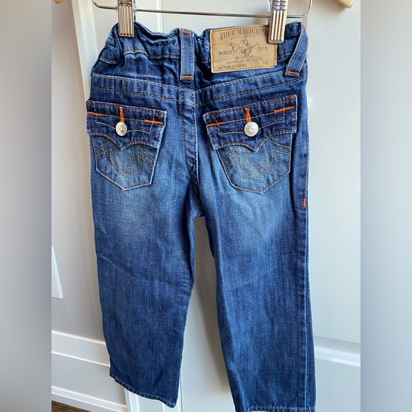 True Religion Boot Cut Jeans - with orange stitch detailing. Size: 4T - Picture 1 of 4
